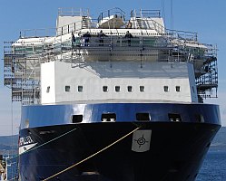 scaffolded ship